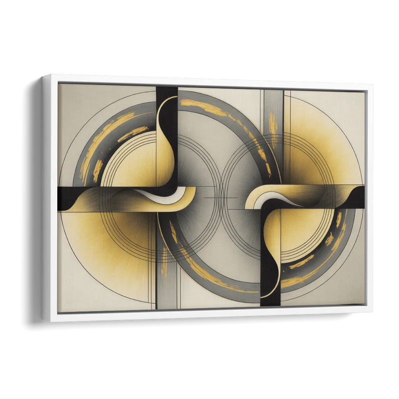 Sophisticated Harmony Yellow and Grey Abstract Side - White Canvas Wall Art