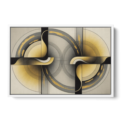 Sophisticated Harmony Yellow and Grey Abstract Front - White Canvas Wall Art
