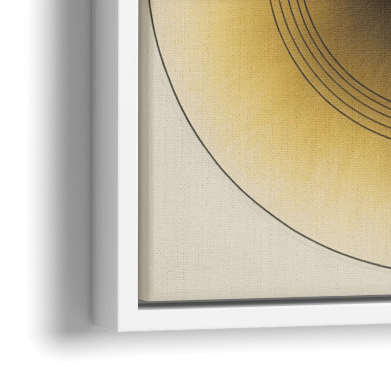 Sophisticated Harmony Yellow and Grey Abstract - Close-Up White Frame Canvas