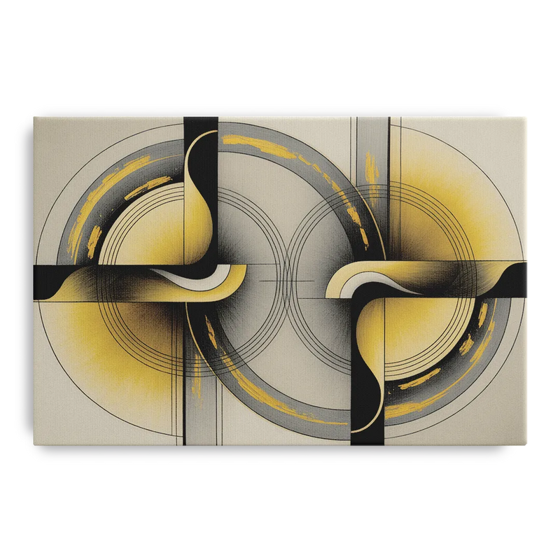 Sophisticated Harmony Yellow and Grey Abstract Front - Canvas Wall Art