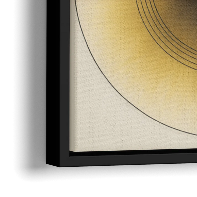 Sophisticated Harmony Yellow and Grey Abstract - Close-Up Black Frame Canvas