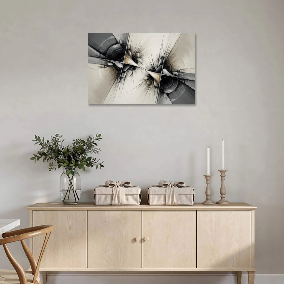 Sophisticated Interwoven Forms Black and White Abstract - Canvas Wall Art - Coffee Table - 36x24