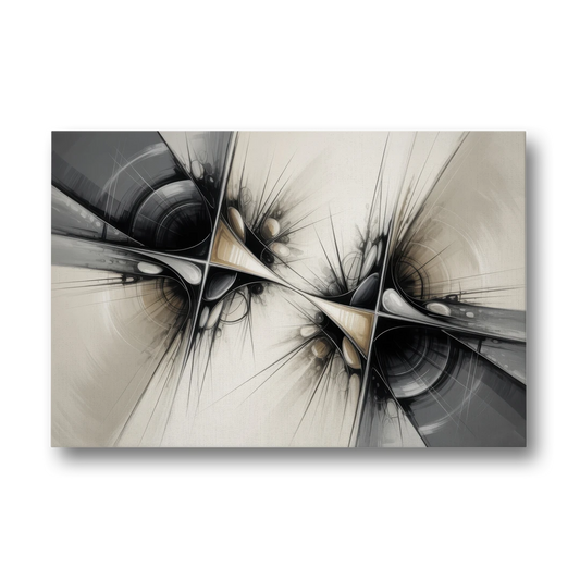 Sophisticated Interwoven Forms Black and White Abstract - Canvas Wall Art - Front