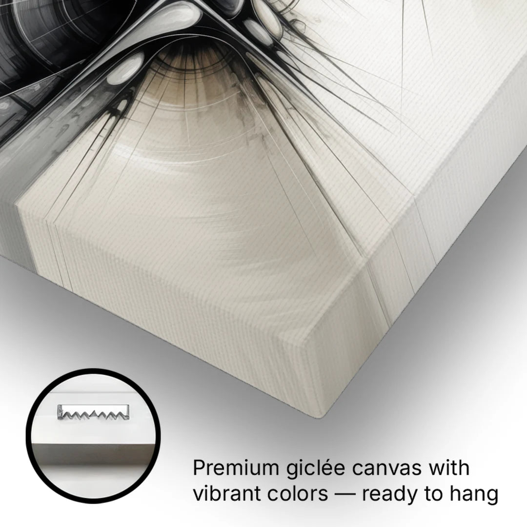 Sophisticated Interwoven Forms Black and White Abstract - Canvas Wall Art - Gallery Wrap Corner