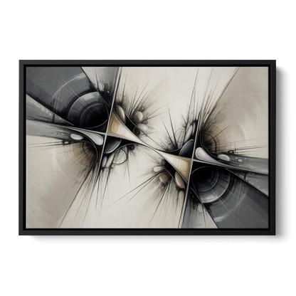 Sophisticated Interwoven Forms Black and White Abstract - Black Frame Canvas