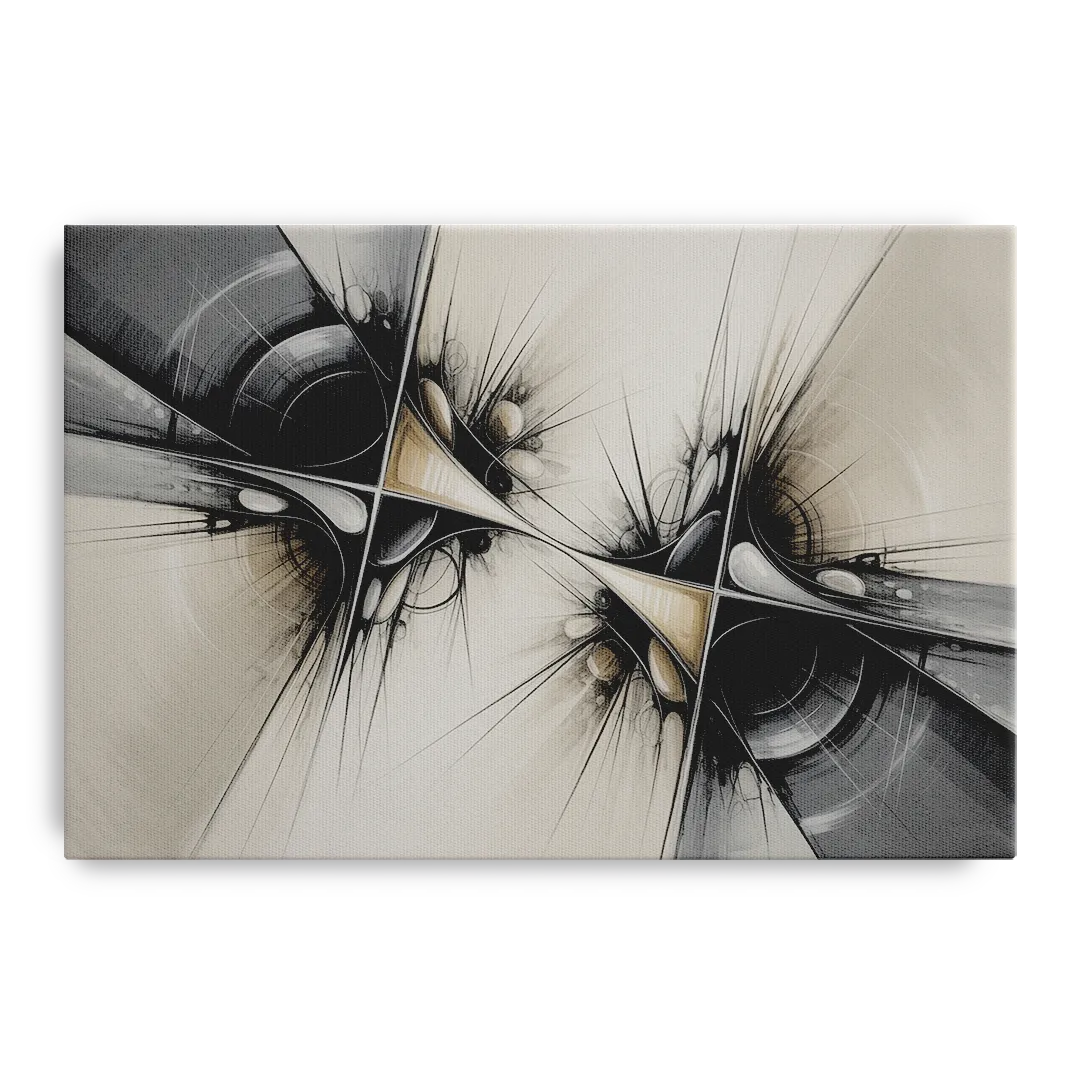 Sophisticated Interwoven Forms Black and White Abstract Front - Canvas Wall Art