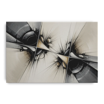 Sophisticated Interwoven Forms Black and White Abstract Front - Canvas Wall Art