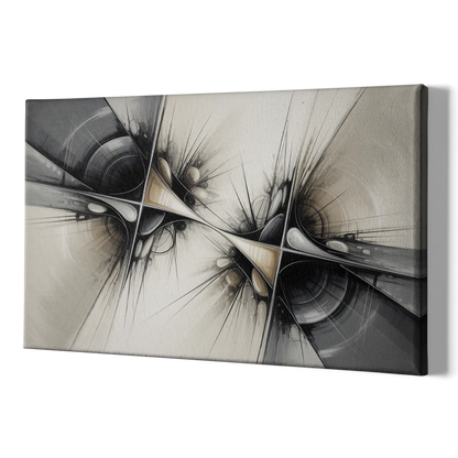Sophisticated Interwoven Forms Black and White Abstract - Canvas Print Art Sides