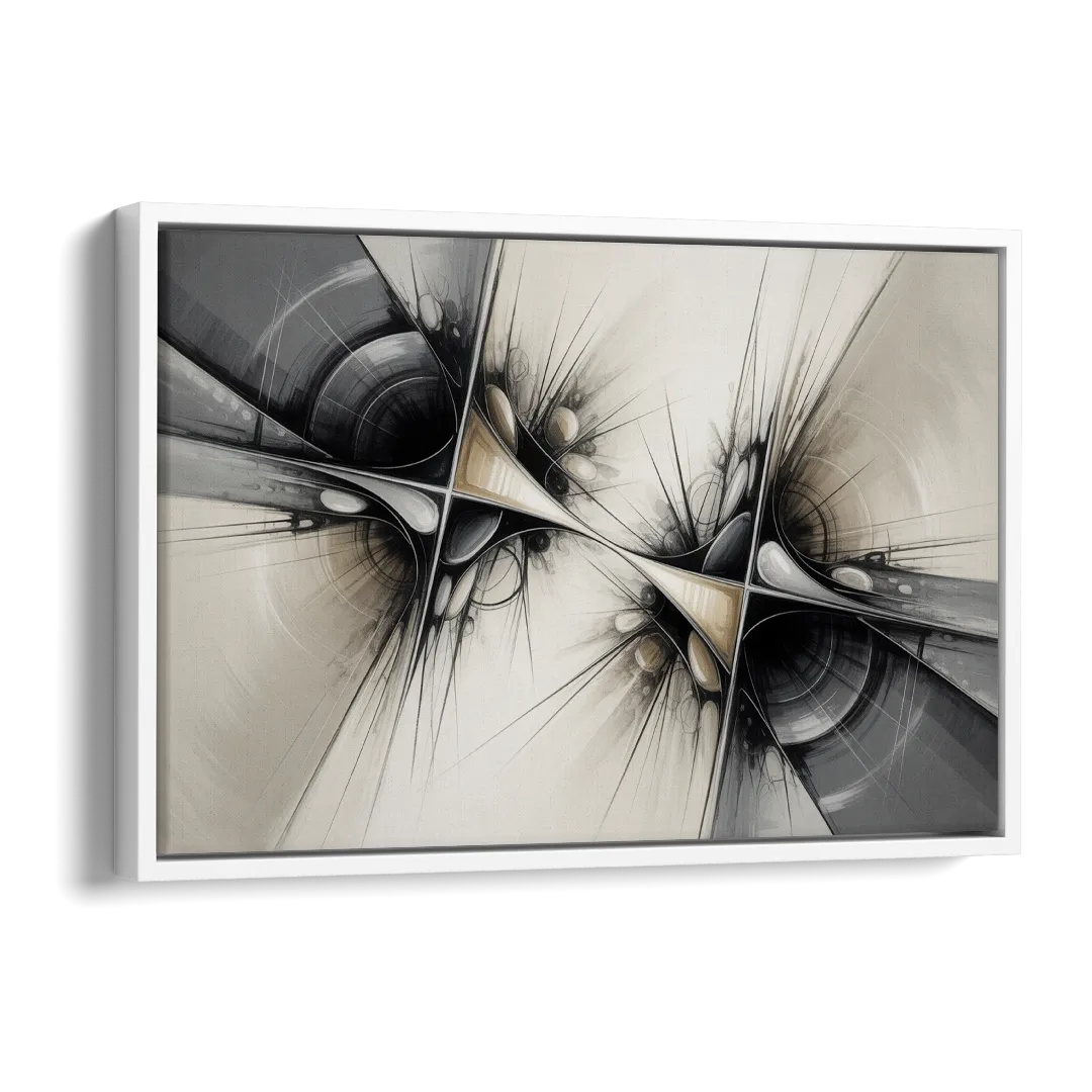 Sophisticated Interwoven Forms Black and White Abstract Side - White Canvas Wall Art