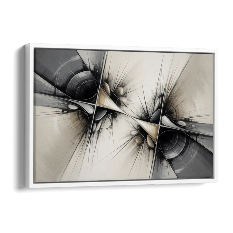 Sophisticated Interwoven Forms Black and White Abstract Side - White Canvas Wall Art