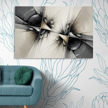 Sophisticated Interwoven Forms Black and White Abstract Living Room - Canvas Wall Art