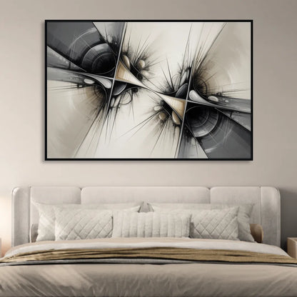 Sophisticated Interwoven Forms Black and White Abstract Sitting Room - Black Canvas Wall Art