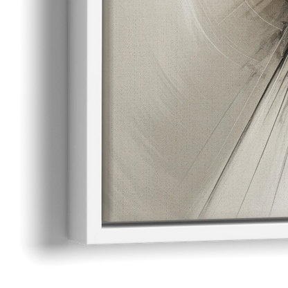 Sophisticated Interwoven Forms Black and White Abstract - Close-Up White Frame Canvas