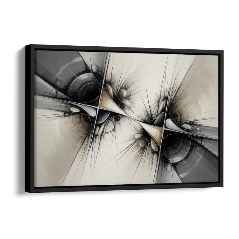 Sophisticated Interwoven Forms Black and White Abstract Side - Black Canvas Wall Art