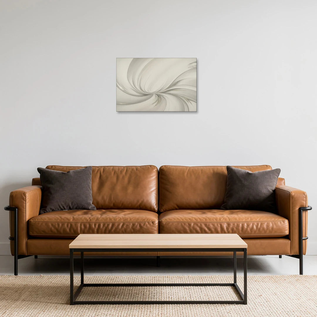 Sophisticated Swirling White Abstract - Canvas Wall Art - Sofa - 24x16