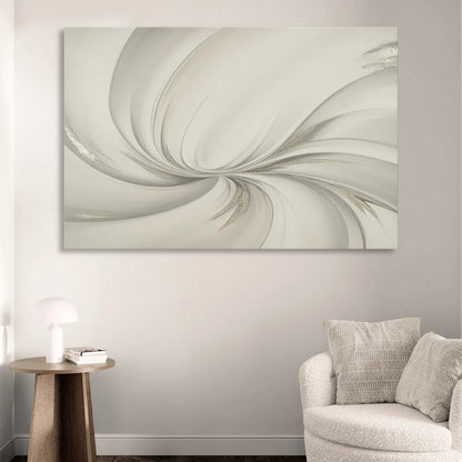 Sophisticated Swirling White Abstract Living Room - Canvas Wall Art