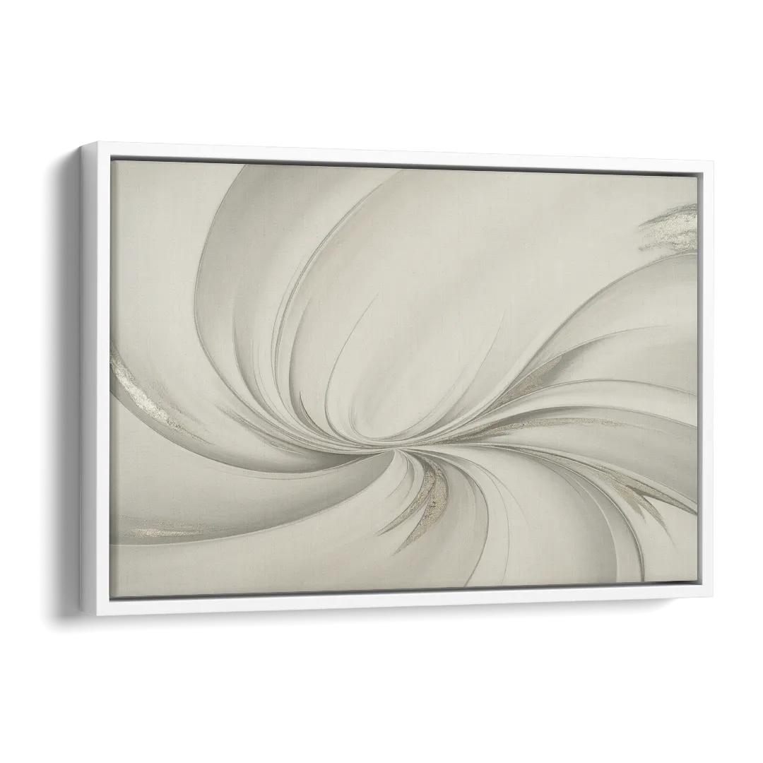 Sophisticated Swirling White Abstract Side - White Canvas Wall Art