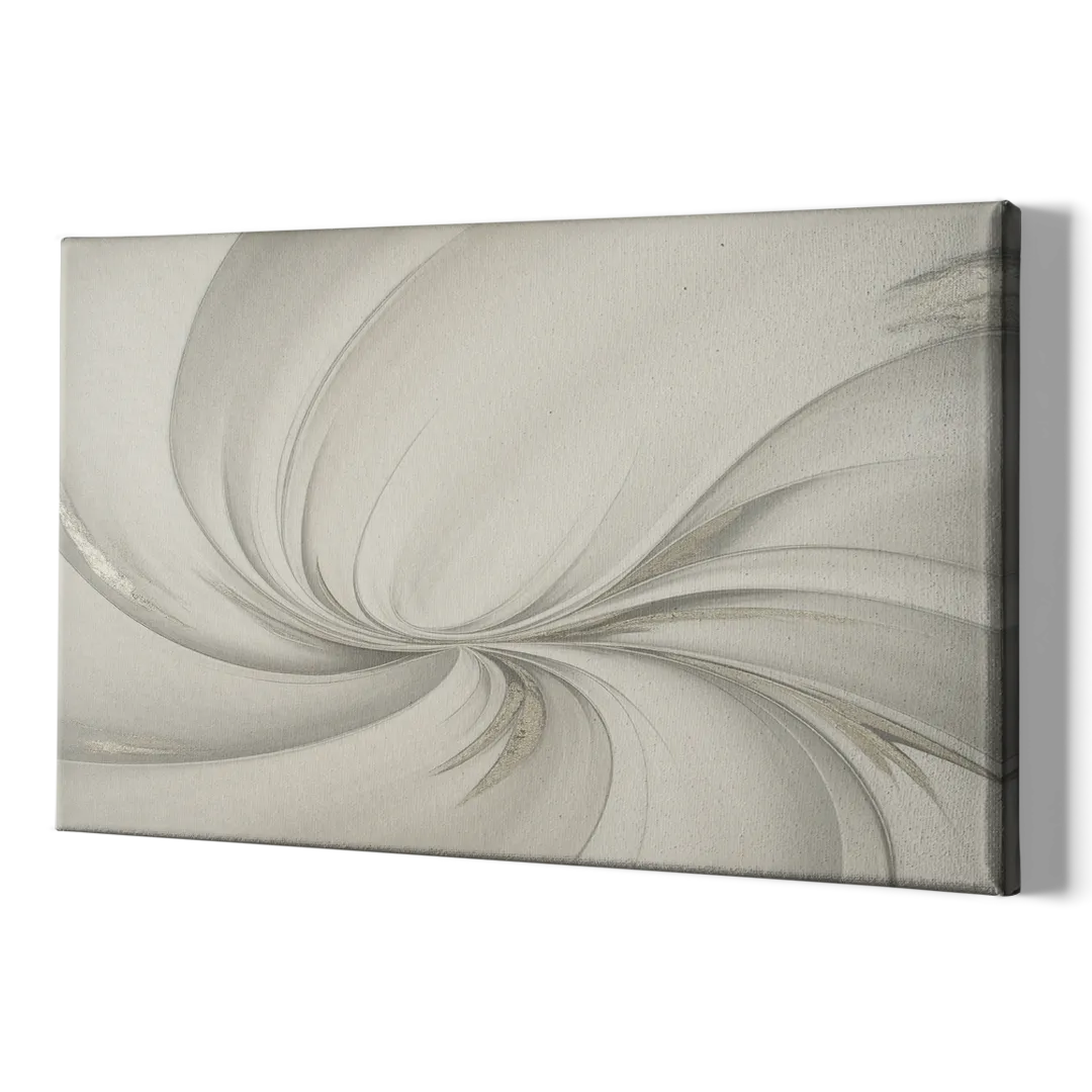 Sophisticated Swirling White Abstract - Canvas Print Art Sides