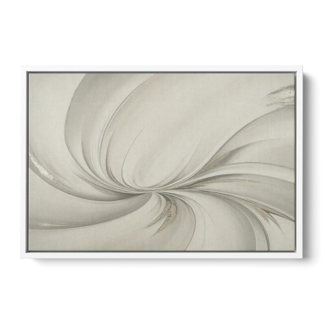 Sophisticated Swirling White Abstract - White Frame Canvas