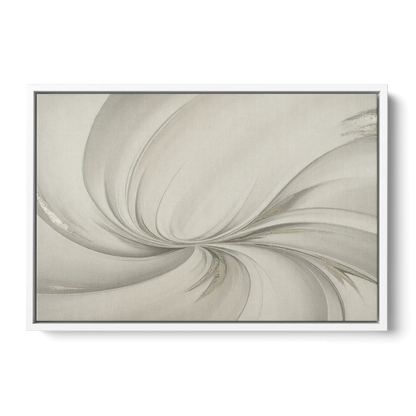 Sophisticated Swirling White Abstract - White Frame Canvas