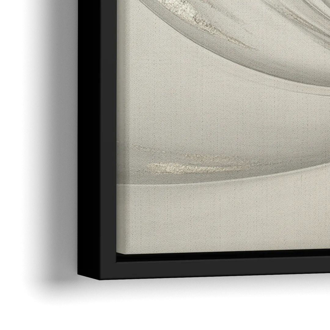 Sophisticated Swirling White Abstract - Close-Up Black Frame Canvas