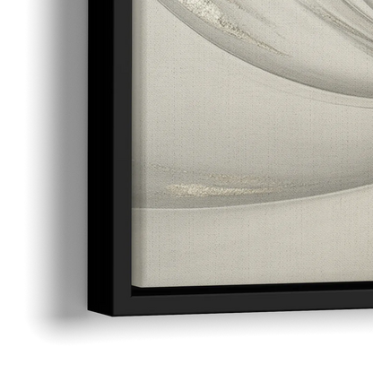 Sophisticated Swirling White Abstract - Close-Up Black Frame Canvas
