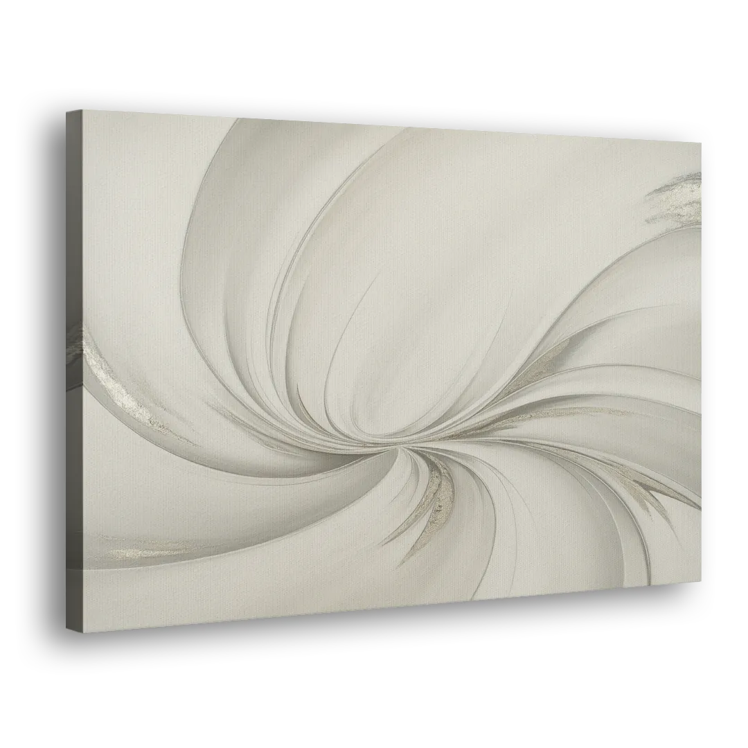 Sophisticated Swirling White Abstract Side - Canvas Wall Art