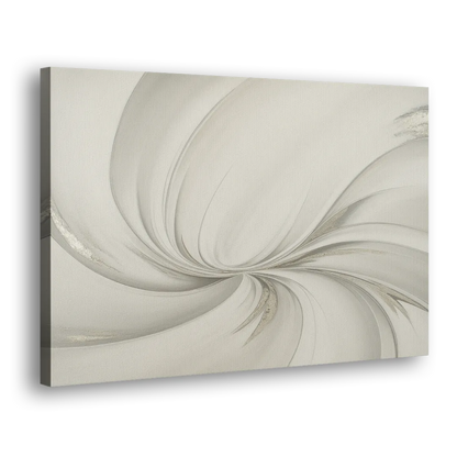 Sophisticated Swirling White Abstract Side - Canvas Wall Art