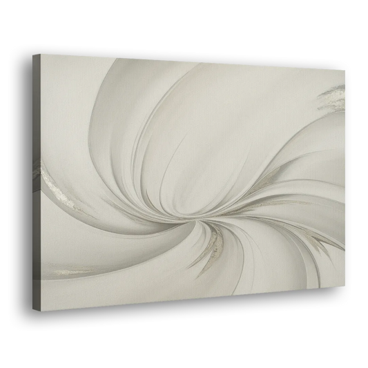 Sophisticated Swirling White Abstract Side - Canvas Wall Art