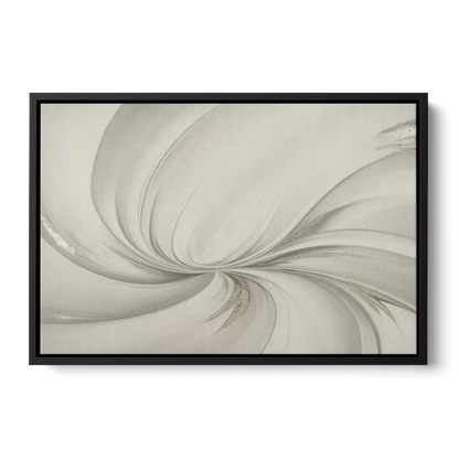 Sophisticated Swirling White Abstract Front - Black Canvas Wall Art