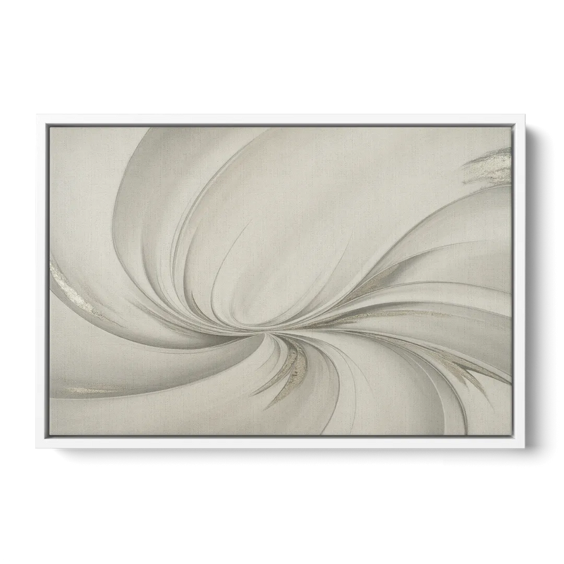 Sophisticated Swirling White Abstract Front - White Canvas Wall Art