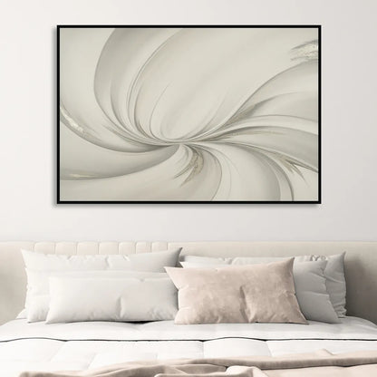 Sophisticated Swirling White Abstract Sitting Room - Black Canvas Wall Art