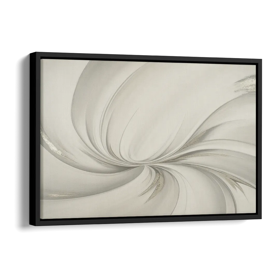 Sophisticated Swirling White Abstract Side - Black Canvas Wall Art