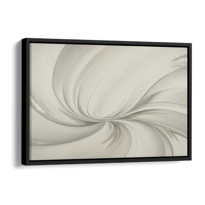 Sophisticated Swirling White Abstract Side - Black Canvas Wall Art