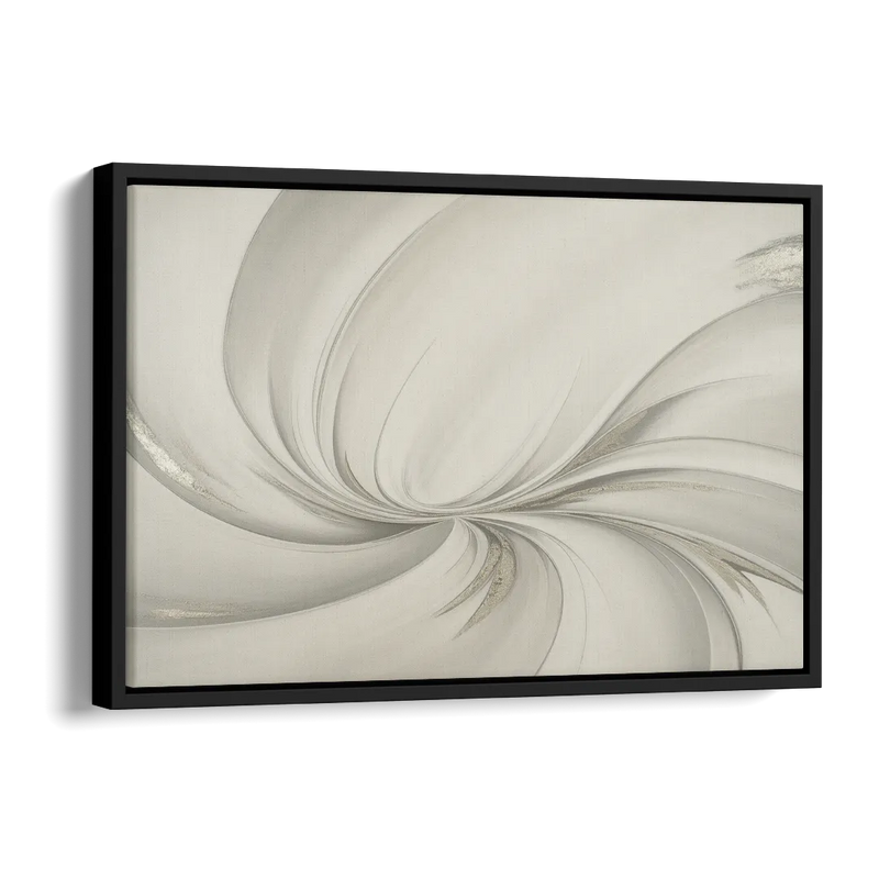Sophisticated Swirling White Abstract Side - Black Canvas Wall Art