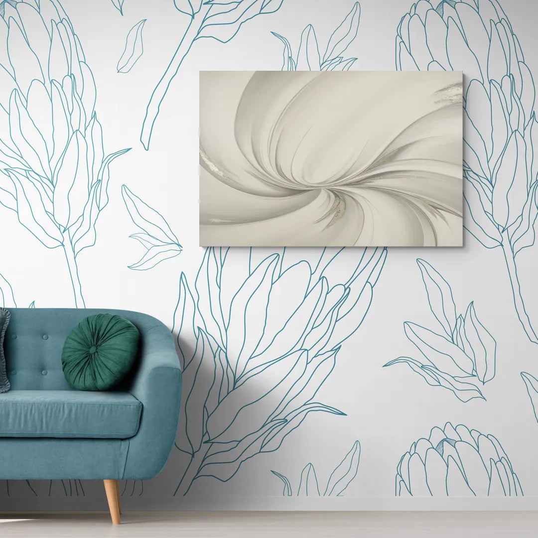 Sophisticated Swirling White Abstract - Canvas Wall Art Living Room