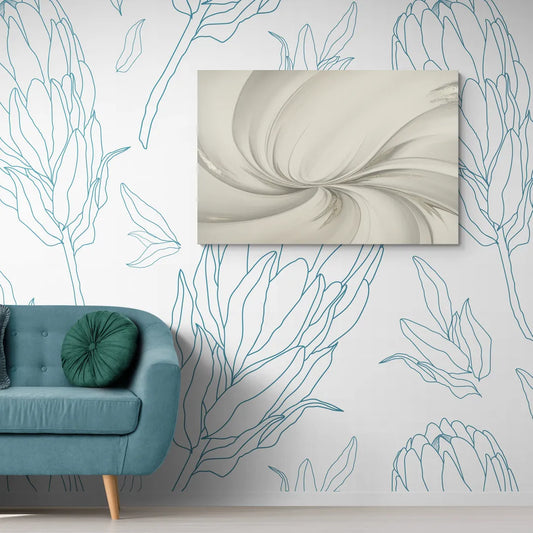 Sophisticated Swirling White Abstract - Canvas Wall Art Living Room