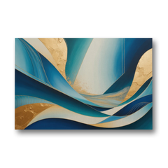 Sophisticated Tranquility Blue and Gold Abstract - Canvas Wall Art - Front