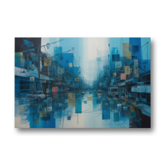 Sophisticated Urban Blue Abstract - Canvas Wall Art - Front