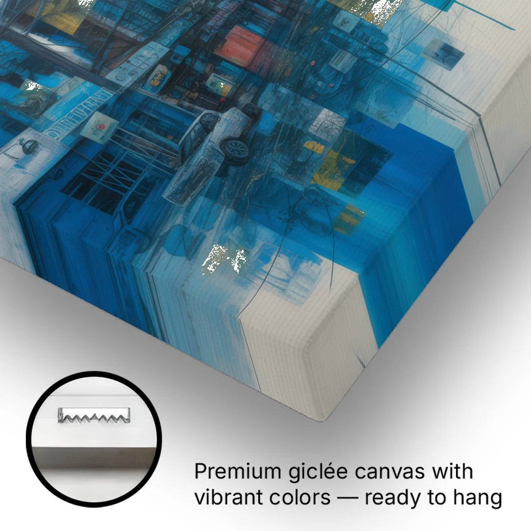 Sophisticated Urban Blue Abstract - Canvas Wall Art - Gallery Wrap Corner