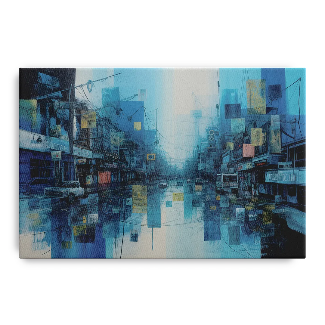 Sophisticated Urban Blue Abstract - Canvas Wall Art