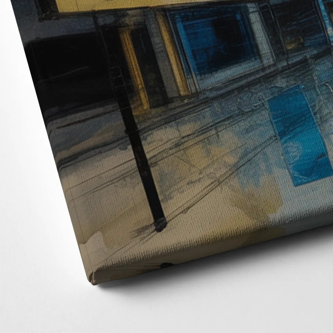 Sophisticated Urban Blue Gold Abstract Canvas Close Up