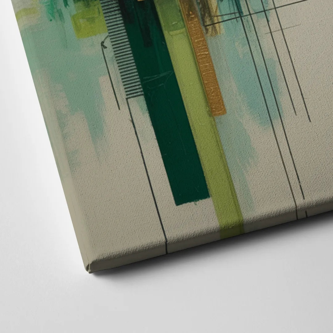 Sophisticated Urban Landscape Green Abstract Canvas Close Up