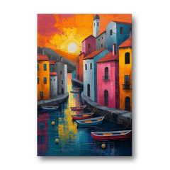Sorrento Art of a Sunset Harbor - Canvas Wall Art - Front