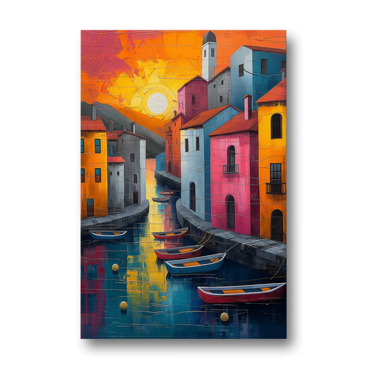Sorrento Art of a Sunset Harbor - Canvas Wall Art - Front