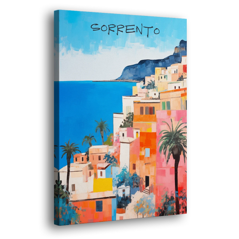 Sorrento Painting of Seaside Houses - Canvas Wall Art - Side