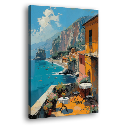 Sorrento Wall Art of a Cliff Terrace - Canvas Wall Art - Side