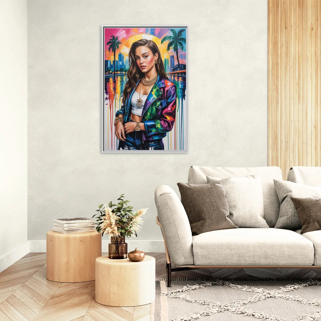 Sour Mood - Living Room White Frame Canvas