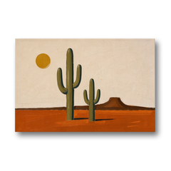 Southwest Wall Art with Two Saguaros Under the Sun - Canvas Wall Art - Front