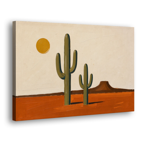 Southwest Wall Art with Two Saguaros Under the Sun - Canvas Wall Art - Side